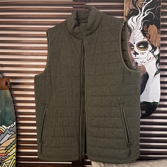 Down vest, Olive Green Fabric - Picture 1 of 2